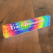 Rainbow-Stropdas-Dye Swirl-alcoholdoekje Naambordje (Zijkant)