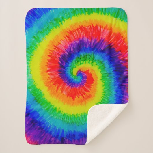 Rainbow-Stropdas-Dye Swirl Fleece Blanket Sherpa Deken (Voorkant)