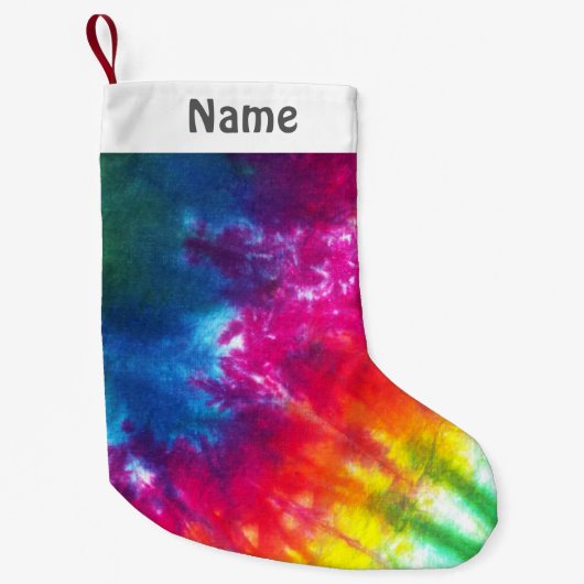 Rainbow-Stropdas-kleurstof Gepersonaliseerd Kleine Kerstsok (Voorkant)