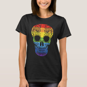 Rainbow Sugar Skull Dag van de Dode LGBT Gay Pride T-shirt