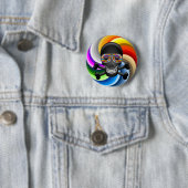Rainbow Sugar Skull Ronde Button 5,7 Cm (In situ)