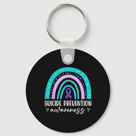 Rainbow Suicide Prevention Awareness Teal Amp Pu Sleutelhanger (Voorkant)