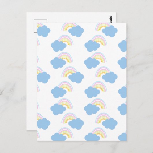 Rainbow Summer Clouds Pastel Scribble Doodle Briefkaart (Voorkant / Achterkant)