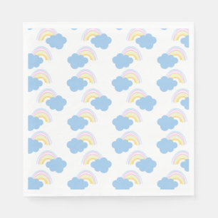 Rainbow Summer Clouds Pastel Scribble Doodle Servet