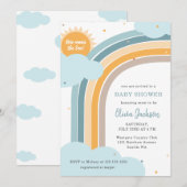 Rainbow, Sun and Clouds Baby shower invitation Kaart (Voorkant / Achterkant)