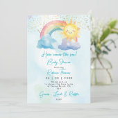 Rainbow Sun Boy baby shower uitnodiging (Staand voorkant)