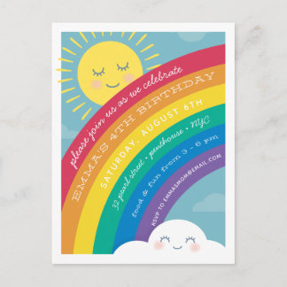 Rainbow Sun Happy Cloud verjaardagsuitnodiging Briefkaart