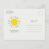 Rainbow Sun Script Kids Birthday Party Uitnodiging Briefkaart (Achterkant)