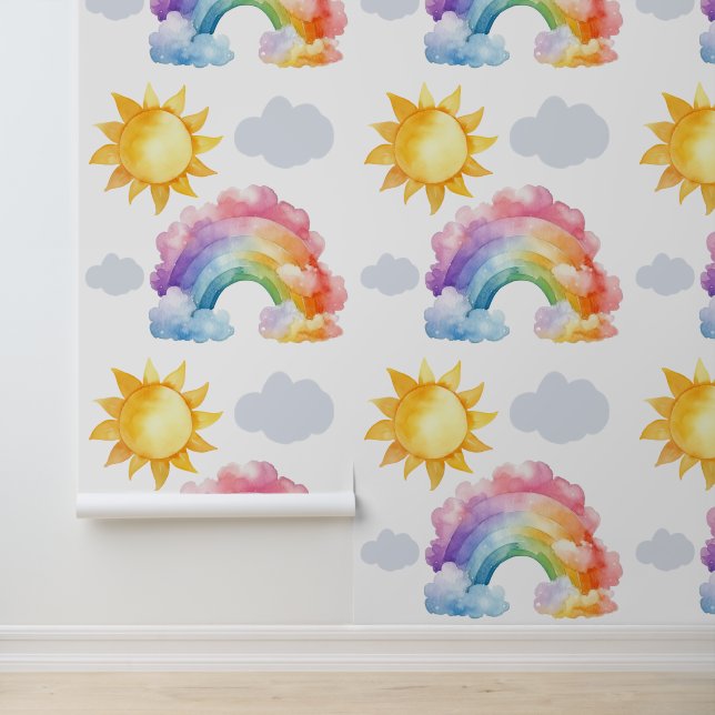 Rainbow Sun SKy Pattern Behang (Applicatie)