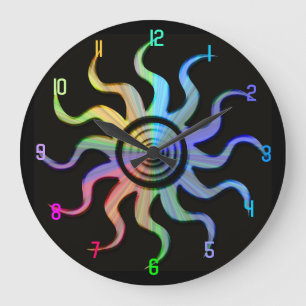 Rainbow Sun Wavy Rays Design Clock Grote Klok