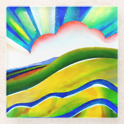 Rainbow Sunburst Landscape Glazen Onderzetter (Voorkant)