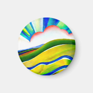 Rainbow Sunburst Landscape Magneet