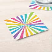 Rainbow Sunburst Vierkante Kartonnen Onderzetter (Schuin)