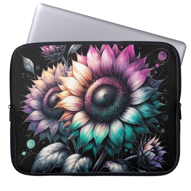 Rainbow Sunflowers Laptops Hoesjes Laptop Sleeve (Voorkant)