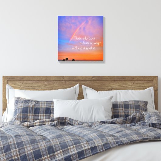 Rainbow Sunset Clouds Photo Believe in Magic Quote Canvas Afdruk (Insitu (Slaapkamer))