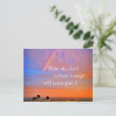 Rainbow Sunset Photo Believe in Magic Quote Script Briefkaart (Staand voorkant)