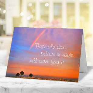 Rainbow Sunset Photo Believe in Magic Quote Script Kaart