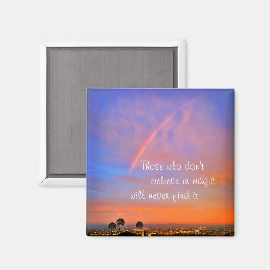 Rainbow Sunset Photo Believe in Magic Quote Script Magneet (Voorkant / Achterkant)