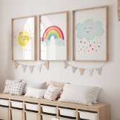 Rainbow Sunshine Clouds Nursery Muurkunst Sets