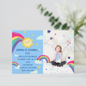 Rainbow Sunshine Fun Birthday Invitation Kaart (Staand voorkant)