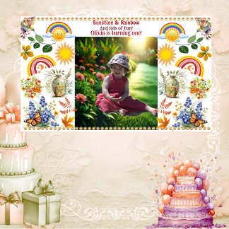 Rainbow Sunshine Green Spring Garden 1e verjaardag Spandoek