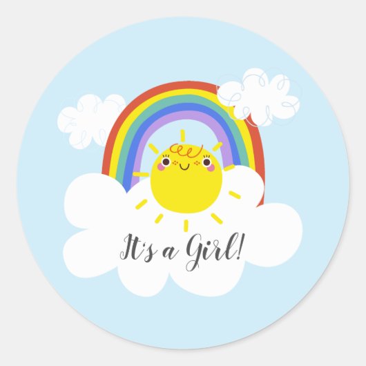 Rainbow Sunshine It'a Girl Favor Sticker (Devant)