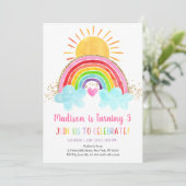 Rainbow Sunshine Pink Gold Birthday Kaart (Staand voorkant)