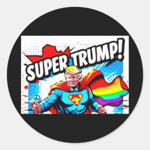 Rainbow Super Trump - Pop Art Print Ronde Sticker