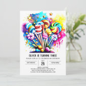 Rainbow Sweet Lollipop Verjaardag Kaart (Staand voorkant)