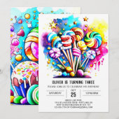 Rainbow Sweet Lollipop Verjaardag Kaart (Voorkant / Achterkant)