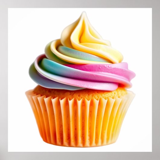 Rainbow Swirl Cupcake with Colorful Wrapper Poster (Voorkant)