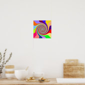 Rainbow swirl Groovy psychedelic pop art poster (Keuken)