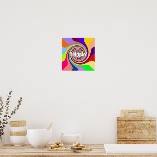Rainbow swirl Groovy psychedelic pop art Trippin' Poster (Keuken)