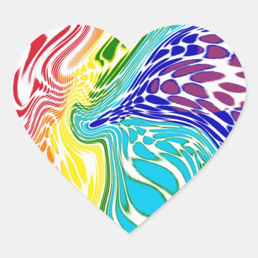 Rainbow Swirl Heart Stickers (Voorkant)