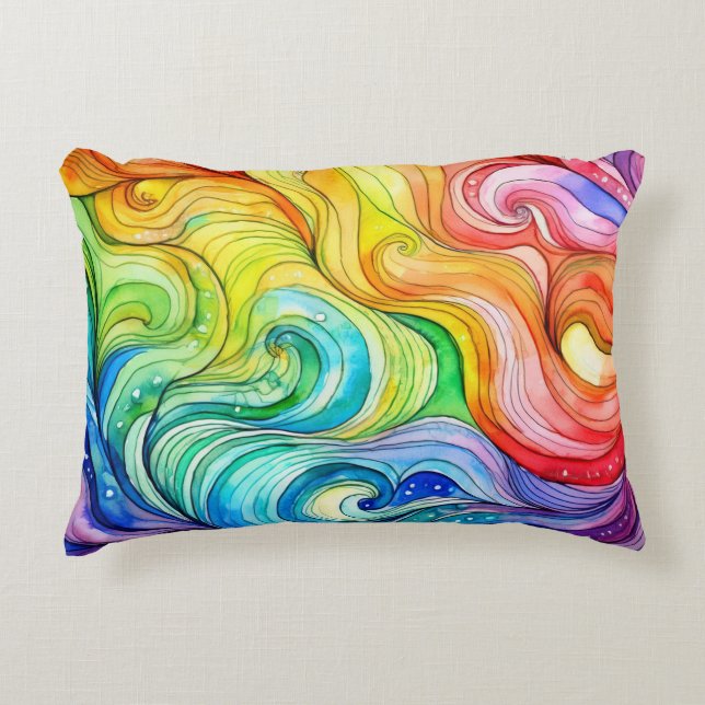 Rainbow Swirl Pattern Accent Kussen (Voorkant)