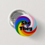Rainbow Swirl Pronoun Pin (Zij/Zij) Ronde Button 3,2 Cm (Voorkant /achterkant)