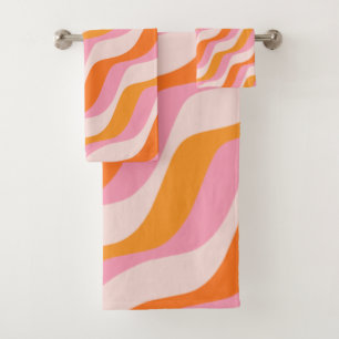 Rainbow Swirl Roze Oranje Abstract Retro Sunshine Bad Handdoek