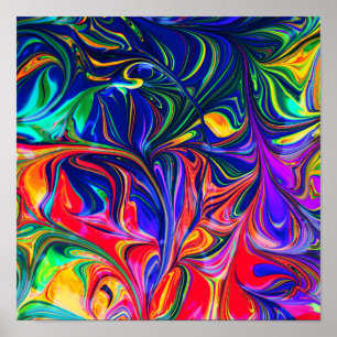 Rainbow Swirl Trippy Glow Stick Poster