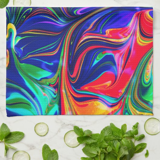 Rainbow Swirl Trippy Glow Stick Theedoek (Gevouwen)