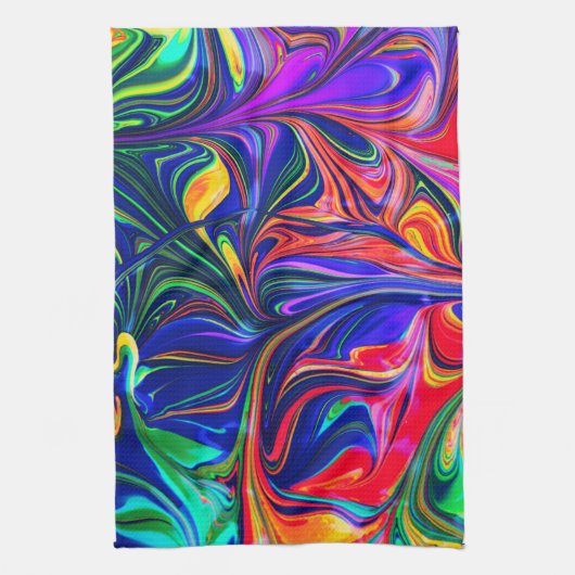 Rainbow Swirl Trippy Glow Stick Theedoek (Verticaal)
