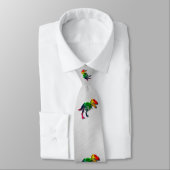 Rainbow T rex Funny Fossil met Jouw naam Stropdas (Gebonden)