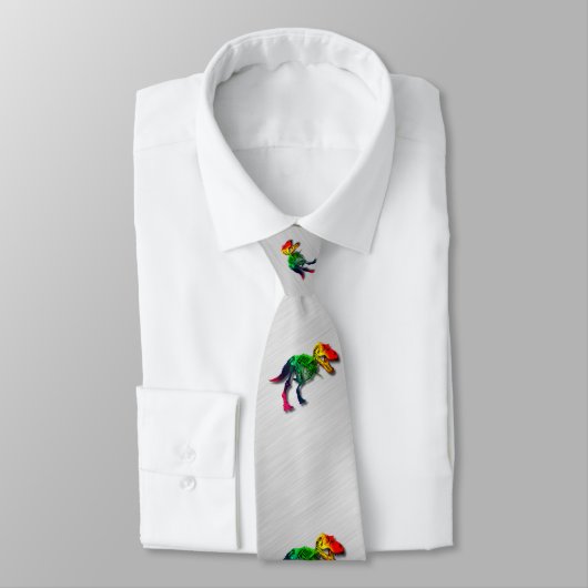 Rainbow T rex Funny Fossil met Jouw naam Stropdas (Gebonden)