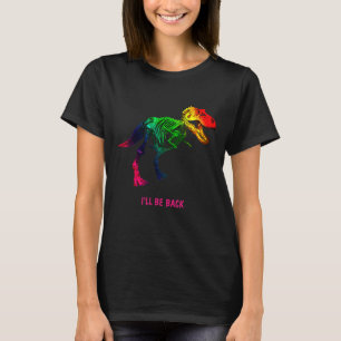 Rainbow T rex Funny Fossil met Jouw naam T-shirt