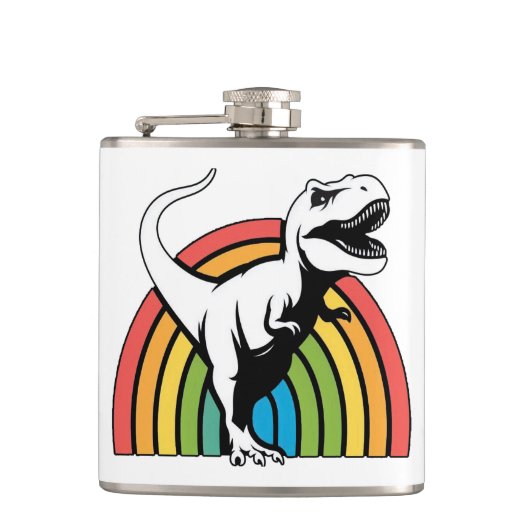 Rainbow T Rex Heupfles (Voorkant)