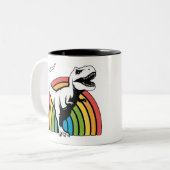 Rainbow T Rex Tweekleurige Koffiemok (Voorkant links)