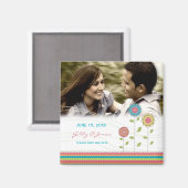 Rainbow Tall Flowers Bewaar de datum bruiloft magn Magneet (Voorkant / Achterkant)