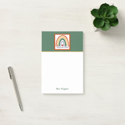 Rainbow Teacher Fun Vibes Student Potlood Post-it® Notes (Kantoor)