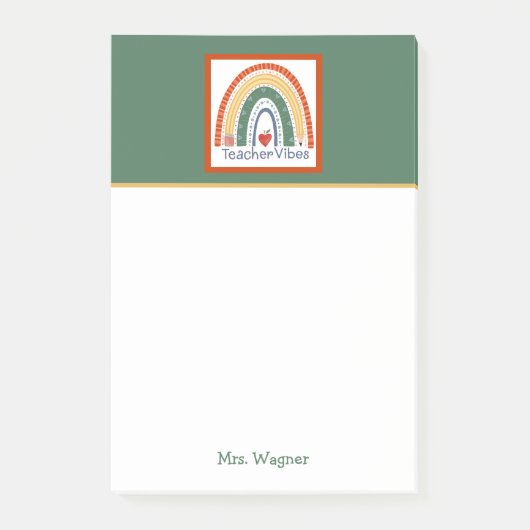 Rainbow Teacher Fun Vibes Student Potlood Post-it® Notes (Voorkant)