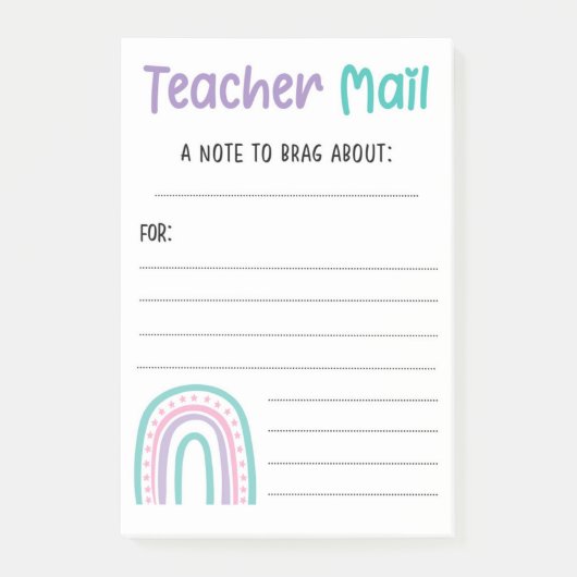 Rainbow Teacher Mail Post-it® Notes (Voorkant)