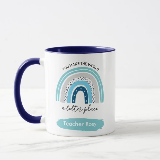 Rainbow Teacher Mokken Boho Blue gepersonaliseerd (Links)